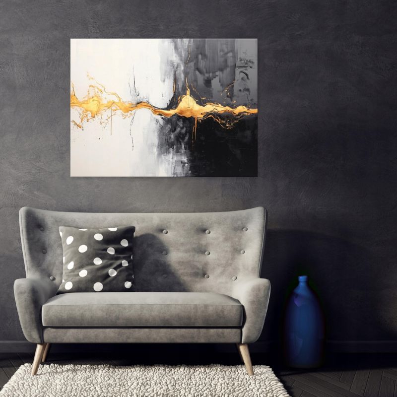 Obraz Na Płótnie WALLARENA 120x80 cm Do Sypialni Salonu Złoto Abstrakcja 1 szt.
