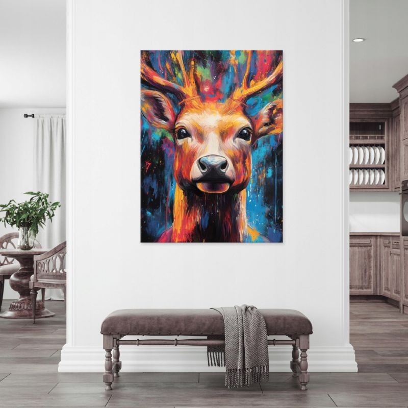 Obraz Na Płótnie WALLARENA 60x40 cm Dekoracja Ścienna Do Sypialni Salonu Kuchni Abstrakcja Jeleń 1 szt.