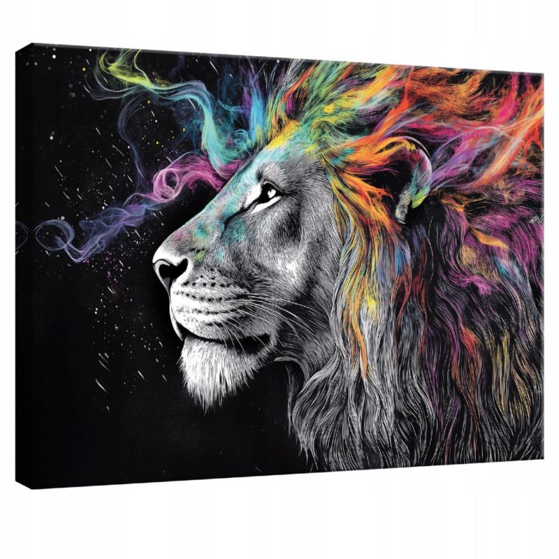 Obraz Na Płótnie WALLARENA 60x40 cm Do Sypialni Salonu Lew Abstrakcja 1 szt.