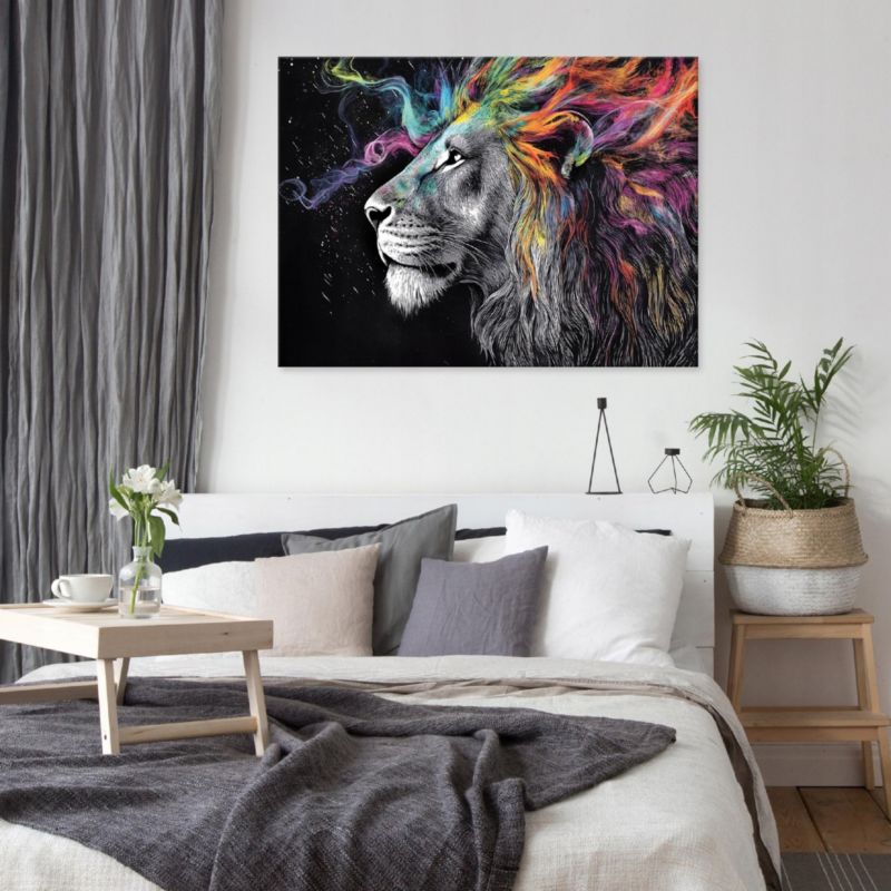 Obraz Na Płótnie WALLARENA 60x40 cm Do Sypialni Salonu Lew Abstrakcja 1 szt.