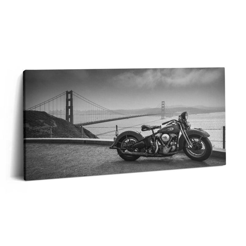 Obraz na płótnie Wallfluent 140x70 cm Motocykl i most Golden Gate 1 szt.