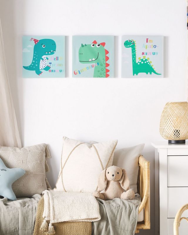 Obraz na płótnie Zestaw 3 Bingui Motyw dziecięcy 30 x 30 cm Kolorowy 1 kpl