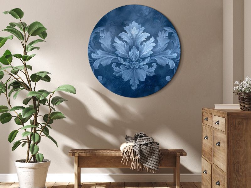 Obraz owalny Artgeist Błękitny ornament 80 x 80 cm płótno włoskie 1 szt