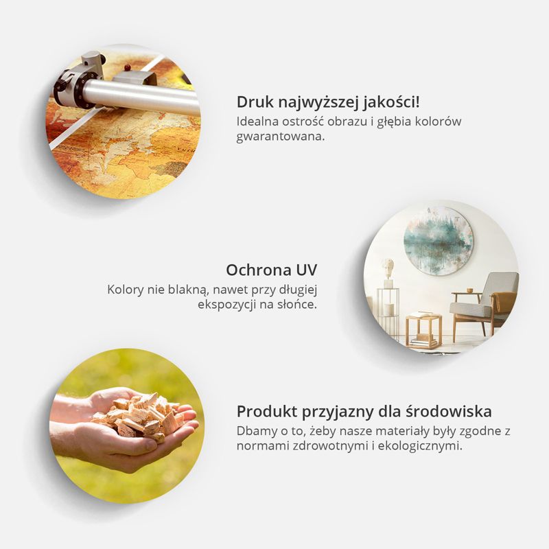 Obraz owalny Artgeist Błękitny ornament 80 x 80 cm płótno włoskie 1 szt