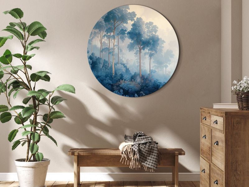Obraz owalny Artgeist Pejzaż z drzewami 60 x 60 cm płótno włoskie 1 szt