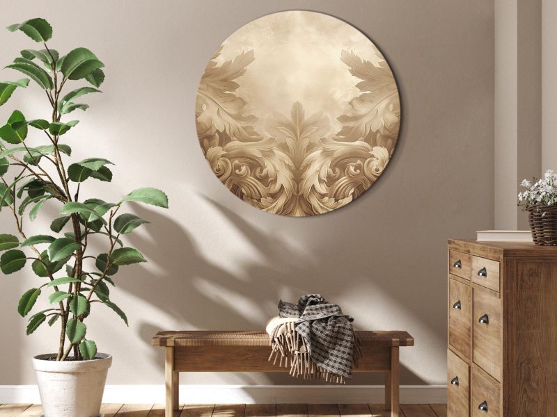 Obraz owalny Artgeist Rzeźbione ornamenty 60 x 60 cm płótno włoskie 1 szt