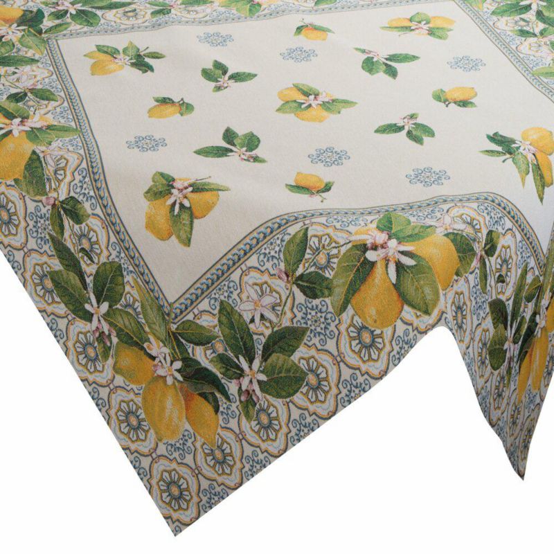 Obrus 009/NAT Eurofirany 100 x 100 cm beżowy z nadrukiem letnich cytryn 1 szt.