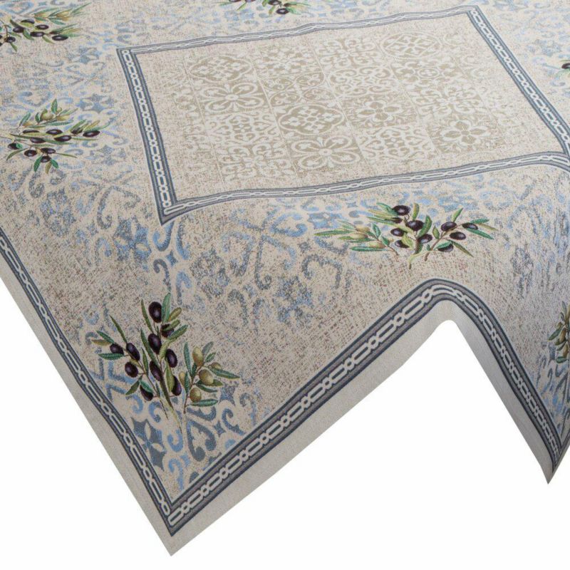 Obrus 4094/NAT Eurofirany 140 x 180 cm kremowy z nadrukiem gałązki oliwnej 1 szt.