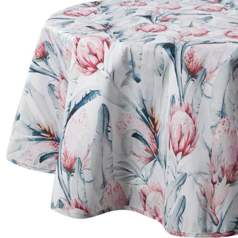 Obrus ogrodowy GARDEN/32E Eurofirany 150 cm kwiaty różowo zielone wodoodporny 1 szt.