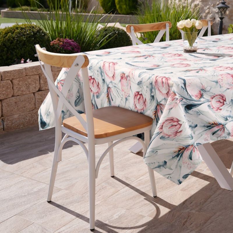 Obrus ogrodowy GARDEN/32G Eurofirany 140x220 cm kwiaty różowo zielone wodoodporny 1 szt.