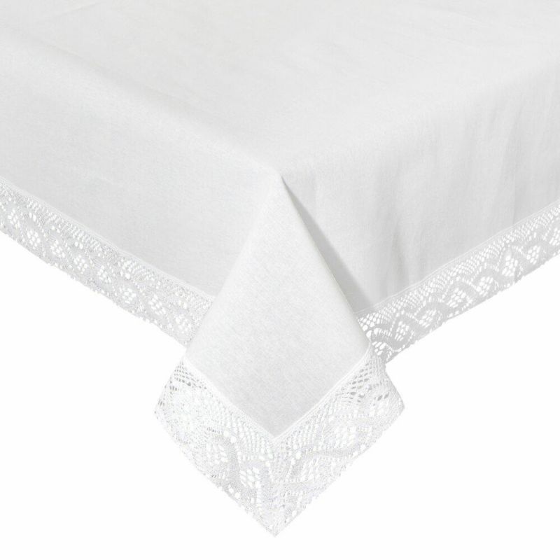 Obrus SUSAN Eurofirany 140 x 220 cm biały zdobiony koronką szt. 1