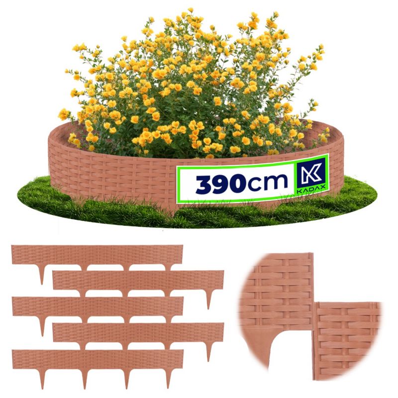 Obrzeże ogrodowe KADAX Garden Border, imitujące rattan, terakota, 5 szt.