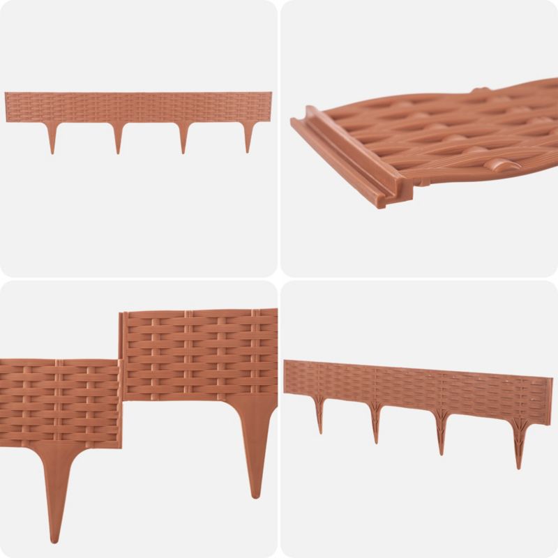 Obrzeże ogrodowe KADAX Garden Border, imitujące rattan, terakota, 5 szt.