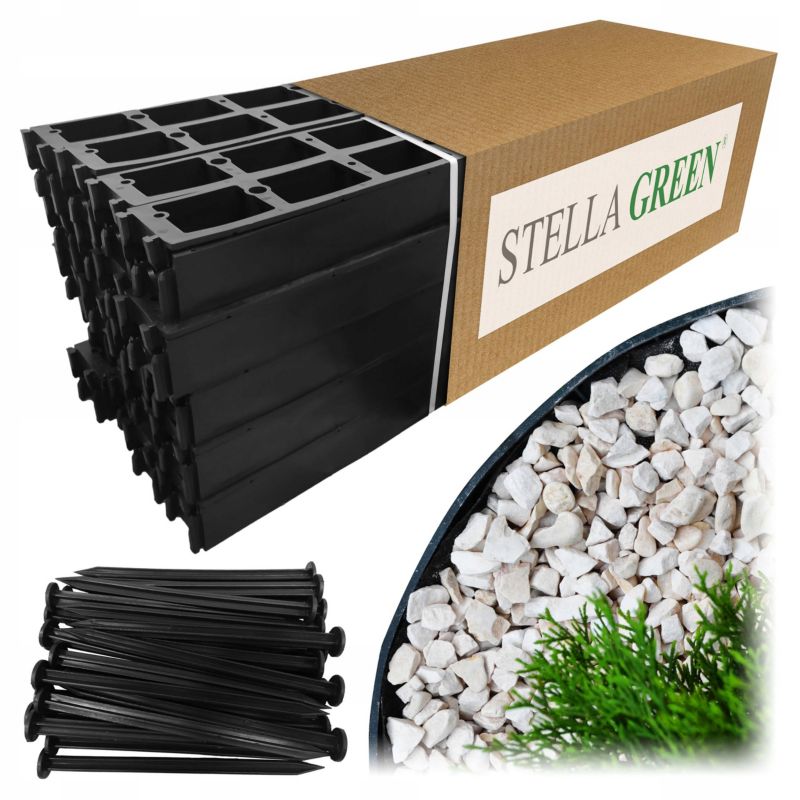 Obrzeże ogrodowe Stella Garden trawnikowe 4,5 cm 60 m +200 kotew plastikowe eko 1 zestaw