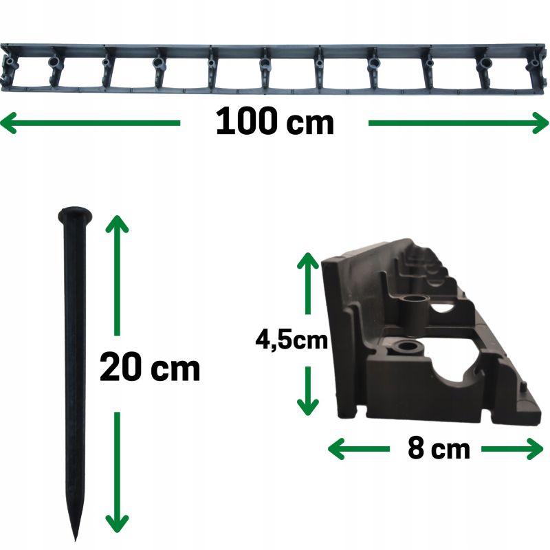 Obrzeże ogrodowe Stella Garden trawnikowe 4,5 cm 60 m +200 kotew plastikowe eko 1 zestaw
