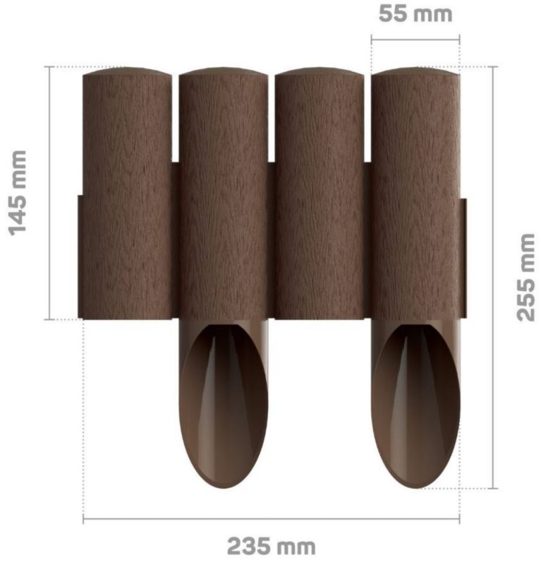 Obrzeże Palisada 25,5cm 2,3m, Cellfast Brąz STANDARD, 1 szt.