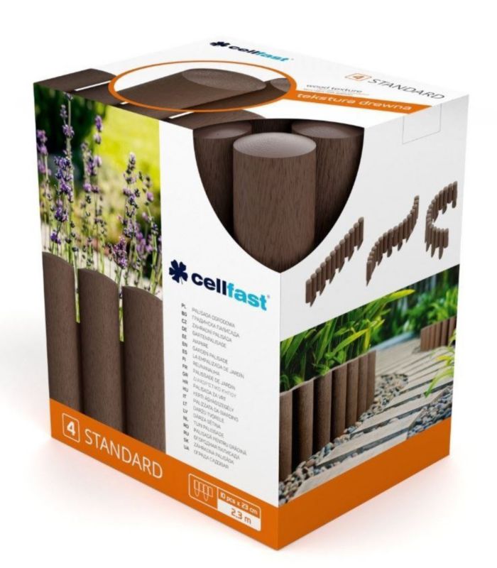 Obrzeże Palisada 25,5cm 2,3m, Cellfast Brąz STANDARD, 1 szt.