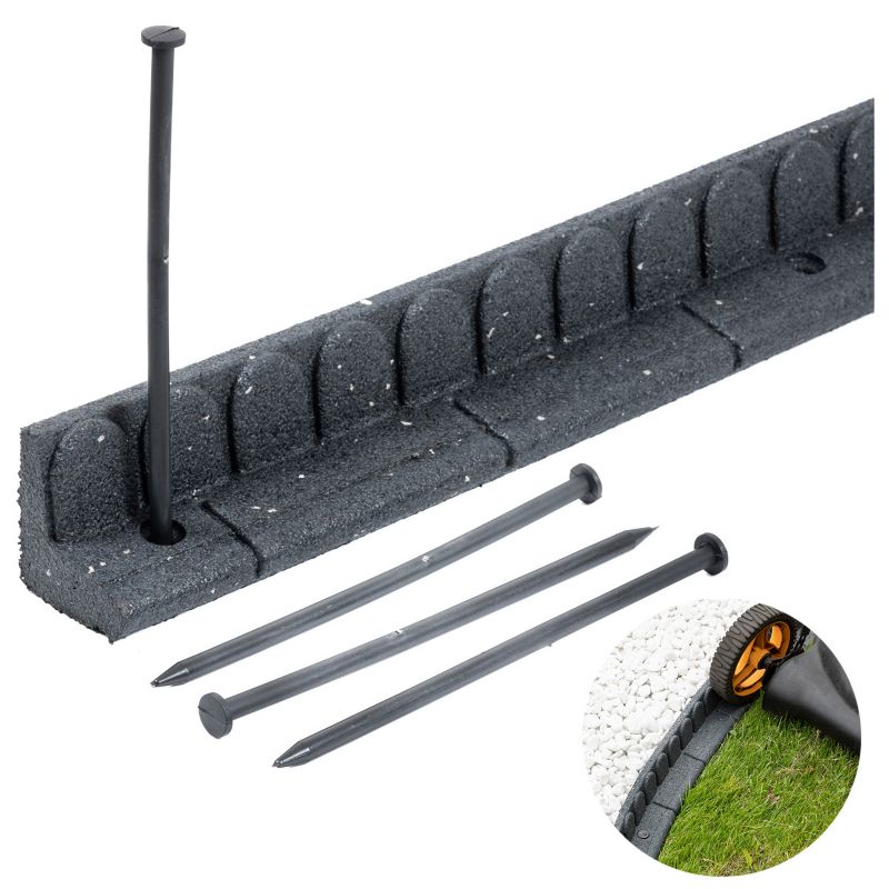 Obrzeże trawnikowe ogrodowe e-floor 1,2m 1 szt 120x7x8 cm Mowing Edge z zestawem montażowym 1x4 szpilki kolor szary 1 szt