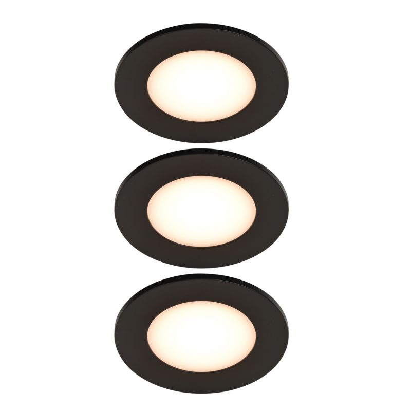 Oczko GoodHome Leavitt 300 lm IP44 2700 K czarne 3 szt.