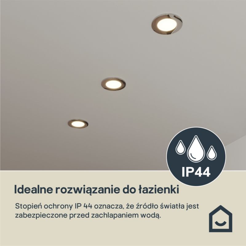 Oczko GoodHome Leavitt 345 lm IP44 4000 K srebrne 3 szt.