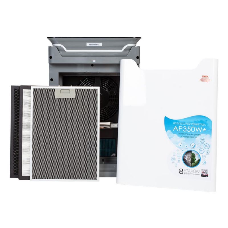 Oczyszczacz powietrza Warmtec dla alergików do 80m² 8 etapowy WiFi lampa UV AP350W+ 1szt.