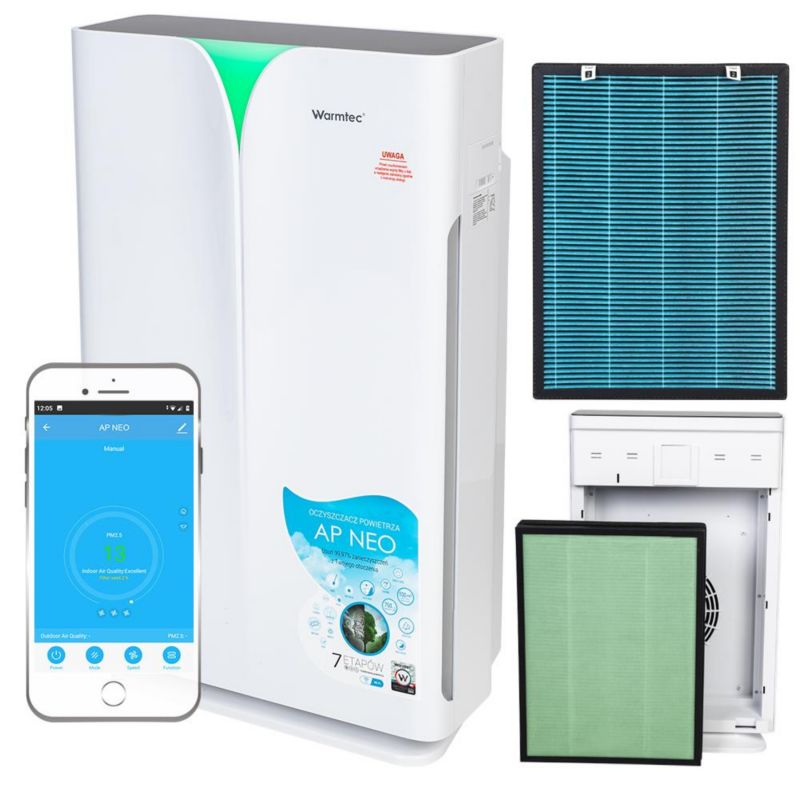 Oczyszczacz powietrza Warmtec dla alergika do 100m² 7 etapowy WiFi AP Neo 1szt.