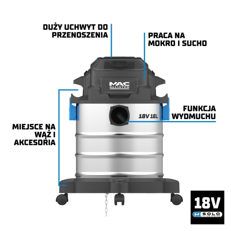 Odkurzacz Mac Allister 18V 18l S/M bez akumulatora