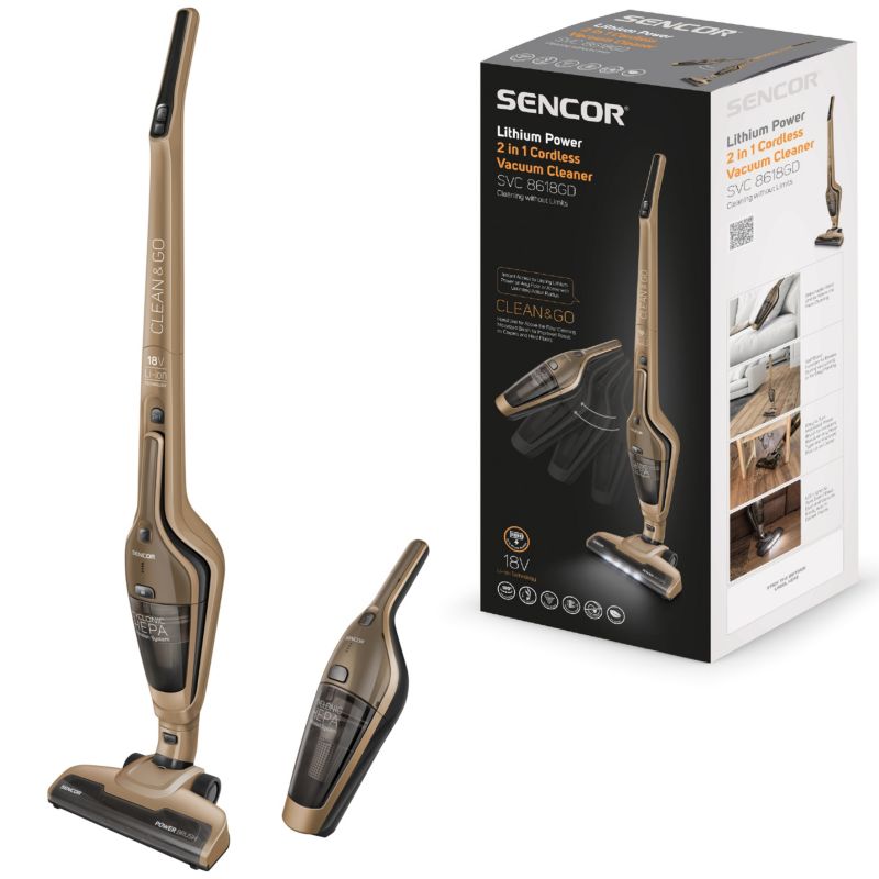 Odkurzacz Pionowy Sencor SVC 8618GD 2w1 Hepa 45min 1szt