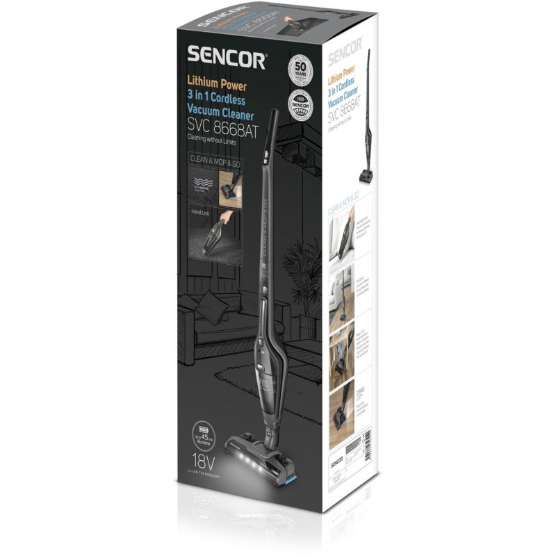 Odkurzacz Pionowy Sencor SVC 8668AT 3w1 Mocny 2200mAh Hepa Funkcja Mopa 1szt