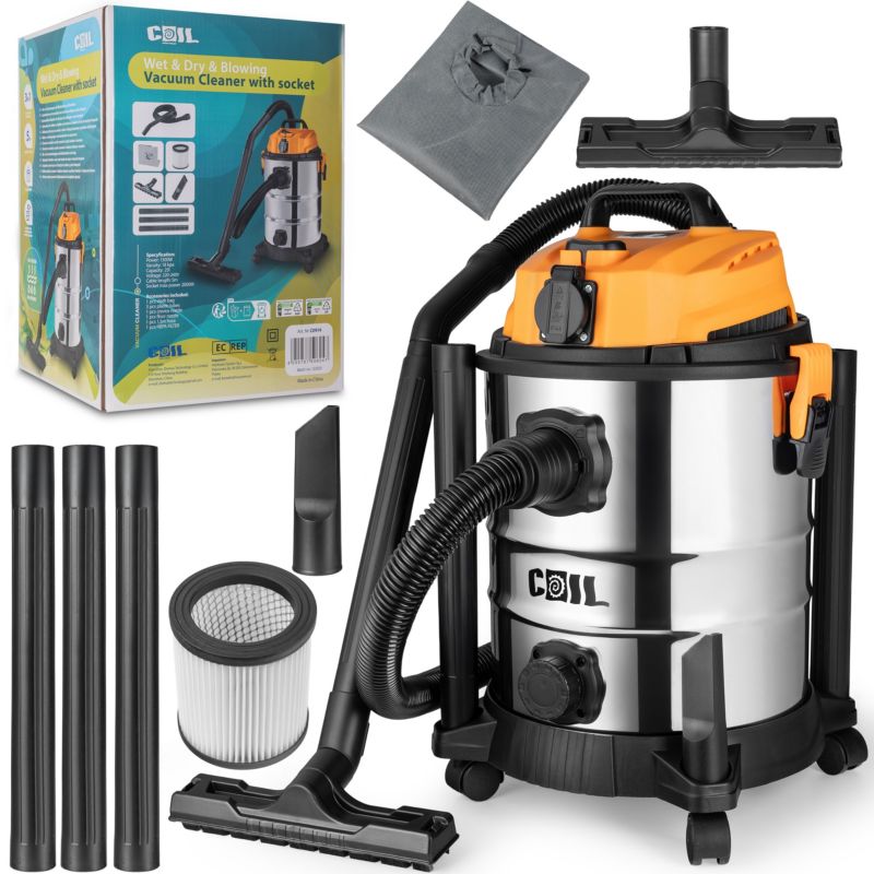 Odkurzacz przemysłowy na mokro i sucho COIL 1300W 25l +gniazdo robocze 2000W 1 szt