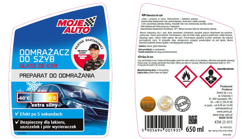 Odmrażacz do szyb Moje Auto 650 ml