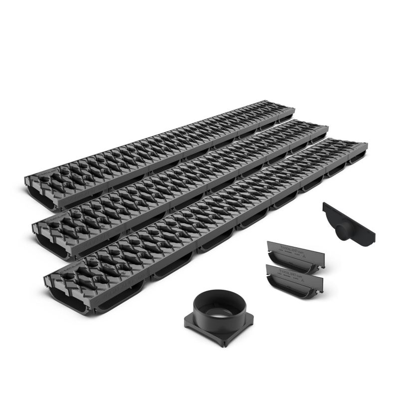 Odwodnienie liniowe plastikowe VODALAND Easy Low DN100 H40 3m ruszt plastikowy, 1 szt.