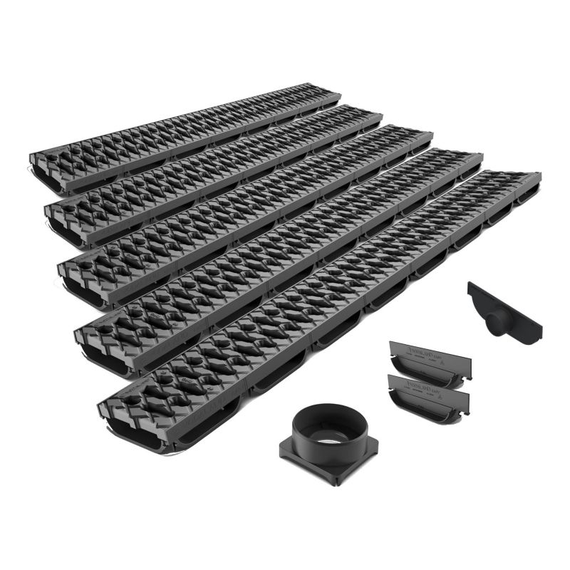 Odwodnienie liniowe plastikowe VODALAND Easy Low DN100 H40 5 m ruszt plastikowy, 1 szt.