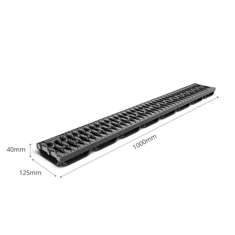 Odwodnienie liniowe plastikowe VODALAND Easy Low DN100 H40 5 m ruszt plastikowy, 1 szt.