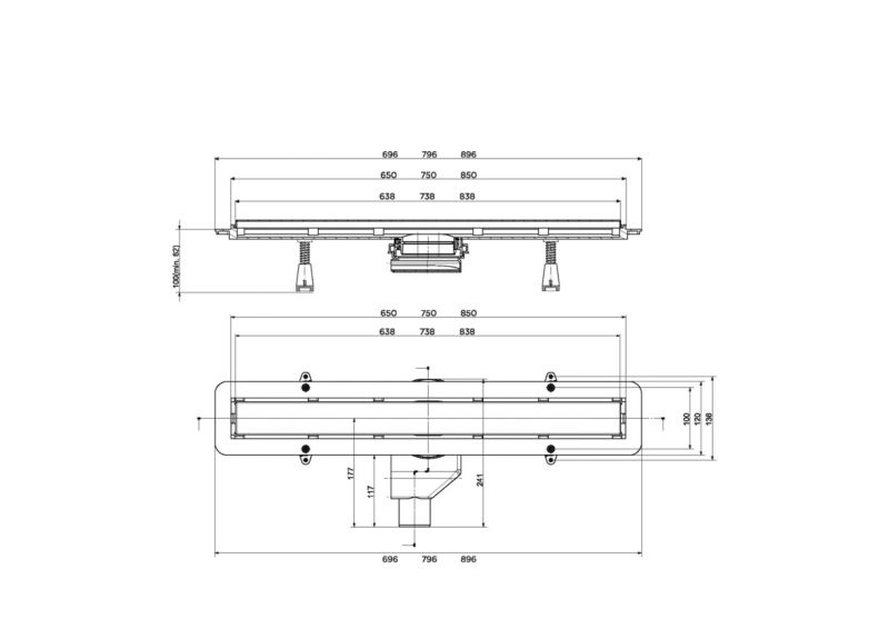 Odwodnienie prysznicowe Seamless White Glass Steel Drain Bravat 850mm białe 1 szt.