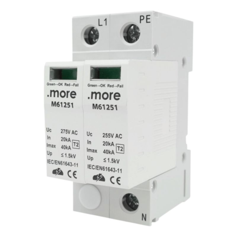 Ogranicznik Przepięć Eco Light 1P+N 20Ka T2 M61363 1szt.