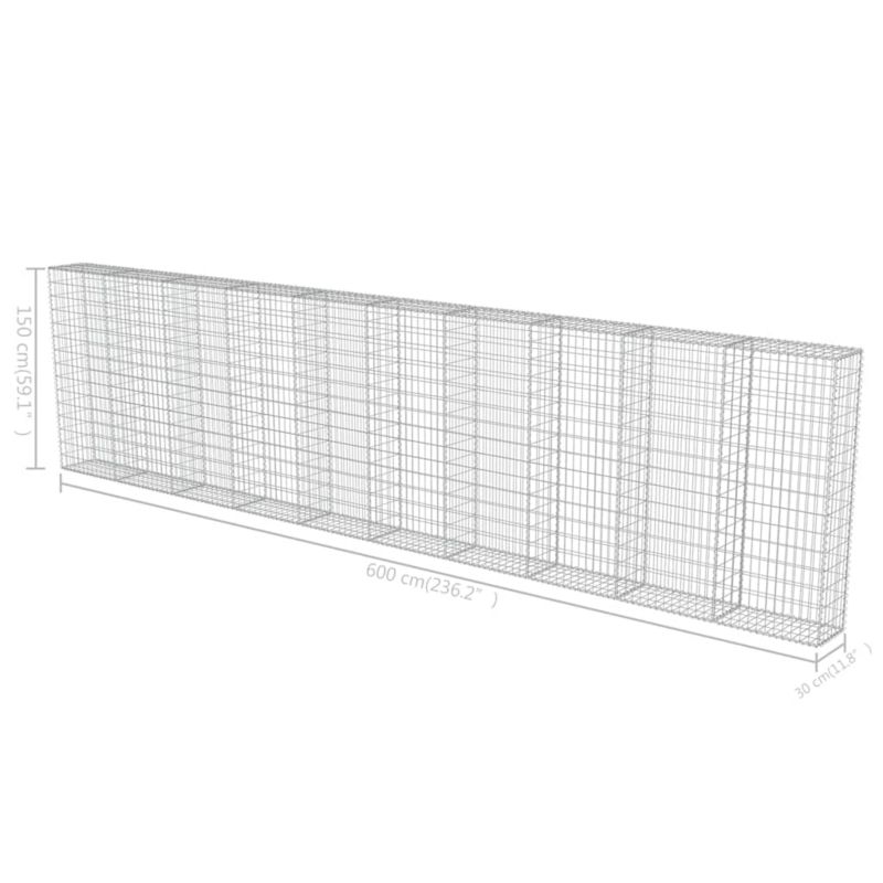 Ogrodzenie gabionowe vidaxl 600 x 30 x 150 cm 3 szt