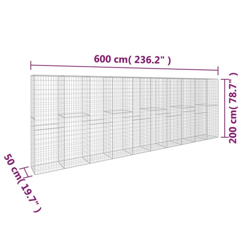 Ogrodzenie gabionowe vidaxl 600 x 50 x 200 cm 4 szt