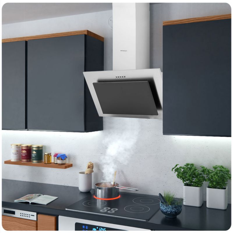 Okap kuchenny Berdsen 60cm kominowy  Inox + czarny 1szt.