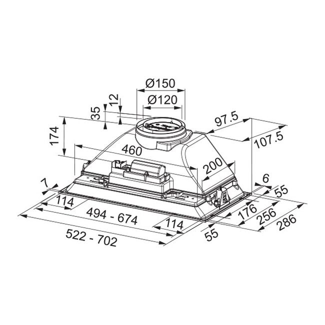 Okap podszafkowy Franke FBI 525 BK czarny mat