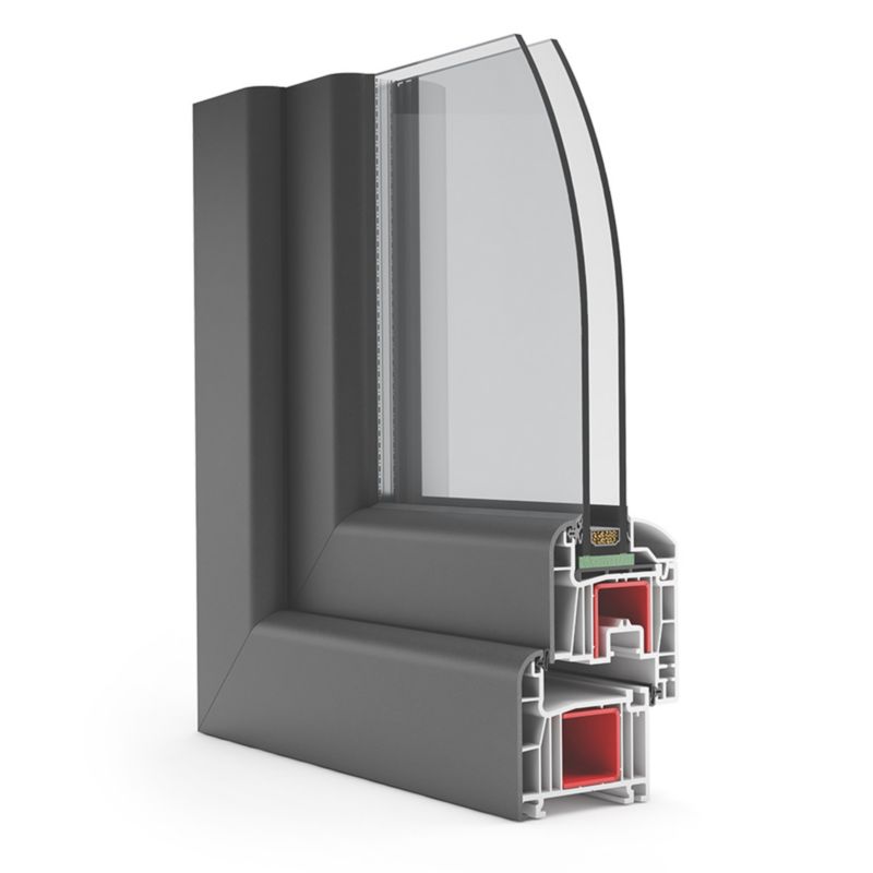 Okno PCV przesuwne stałe dwuszybowe 2700 x 2300 mm białe/antracyt