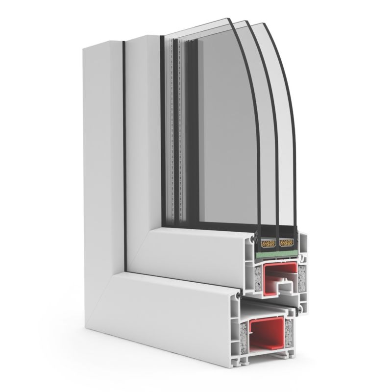 Okno PCV przesuwne stałe trzyszybowe 2700 x 2300 mm białe