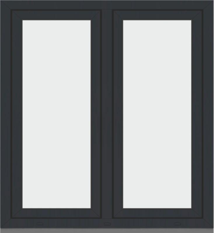 Okno PCV rozwierne + rozwierno-uchylne dwuszybowe 1165 x 1135 mm symetryczne antracytowe / białe