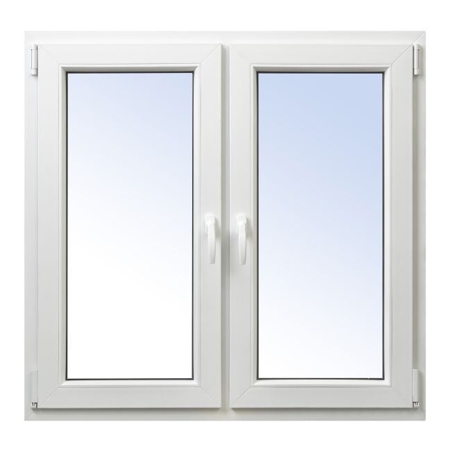 Okno PCV rozwierne + rozwierno-uchylne dwuszybowe 1165 x 1135 mm symetryczne białe