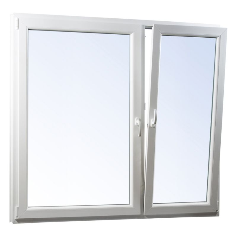 Okno PCV rozwierne + rozwierno-uchylne dwuszybowe 1465 x 1435 mm asymetryczne białe/antracyt