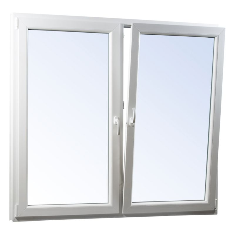 Okno PCV rozwierne + rozwierno-uchylne trzyszybowe 1165 x 1135 mm symetryczne białe