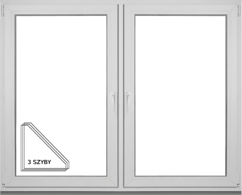Okno PCV rozwierne + rozwierno-uchylne trzyszybowe 1465 x 1135 mm symetryczne białe