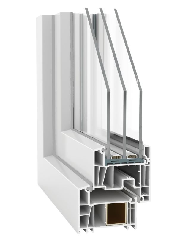 Okno PCV rozwierne + rozwierno-uchylne trzyszybowe 1465 x 1435 mm symetryczne białe