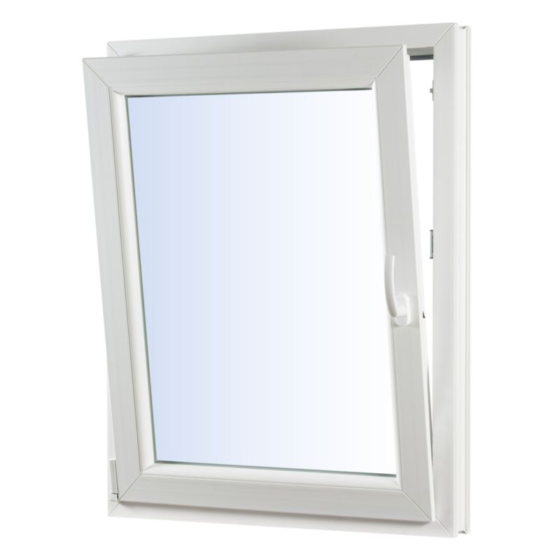 Okno PCV rozwierno-uchylne dwuszybowe 565 x 1435 mm lewe białe/antracyt