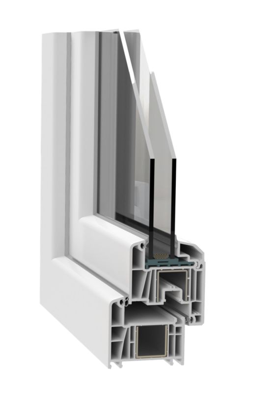 Okno PCV rozwierno-uchylne dwuszybowe 865 x 1435 mm lewe białe